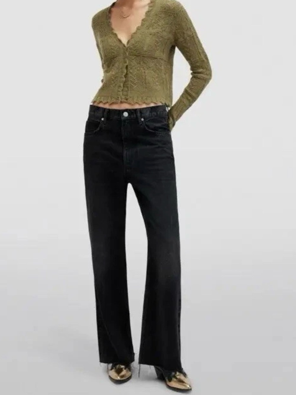 ALLSAINTS V-Neck Vanessa Cardigan Green - Size XS